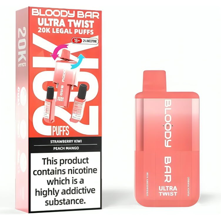 Bloody Bar Ultra Twist Dual Flavours Disposable Vape Kit, 20K Puffs (Flavour Options)